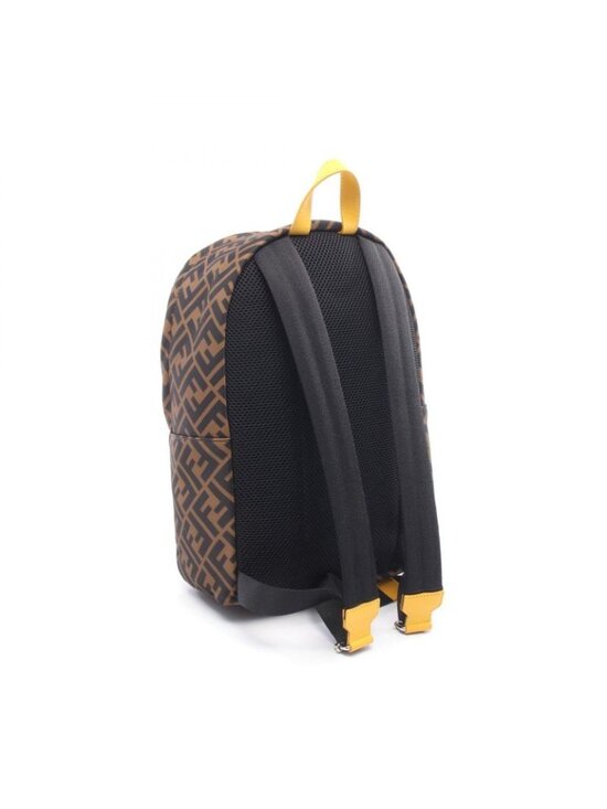 Fendi Backpack Zucca Black Brown Yellow Nylon Leather